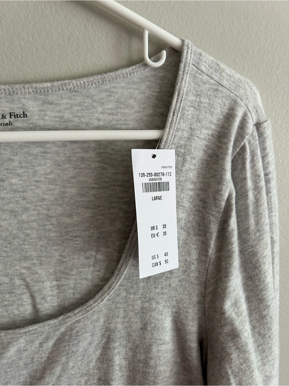 SOLD Abercrombie & Fitch NWT Long Sleeve Henley Top | Heather Gray Size L - Picture 6 of 6